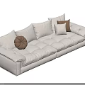 Modern White Multi Seater Sofa With Plush Cushions And Brown Woven Accent Pillows