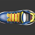 Stylish Blue Sneakers With Pink Laces Yellow Tongue And Cartoon Patterns