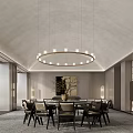 Spacious Modern Private Dining Booth With Circular Chandelier 3d model