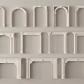 Architectural Components With Different Styles of White Decorative Arches And Frames 3d model