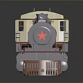 3D Model Steam Train with Silver Red Locomotive and Blue Carriages