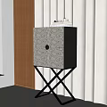 Modern Entryway Console Side Cabinet With Unique Patterned Texture Gold Handle And Metal Base 3d model