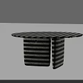Round Black And White Striped Dining Table With Marble Surface And Striped Base 3d model