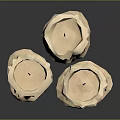 Three Unique Shaped Beige Candles With Melted Drip Texture On Black Smooth Surface Grey Background