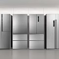 Modern Silver Stainless Steel Refrigerators with Sleek Design Lined Up in a Row