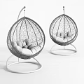 Modern Hanging Swing Chair with Metal Frame Black White and Beige Blue Comfortable Cushions