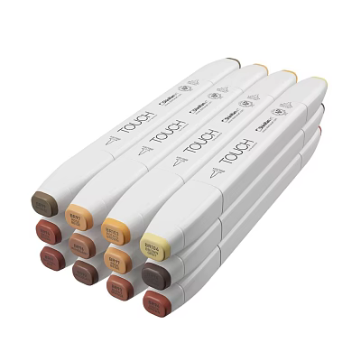 Multiple TOOL Marker Pens With White Body And Various Colored Tips 3d model