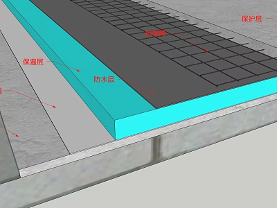 Building Construction Layer Structure With Protective Waterproof Insulation And Structural Layers 3d model
