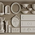 European-style carved lines European-style windows 3d model