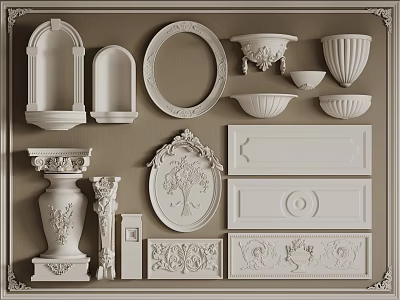 European-style carved lines European-style windows 3d model