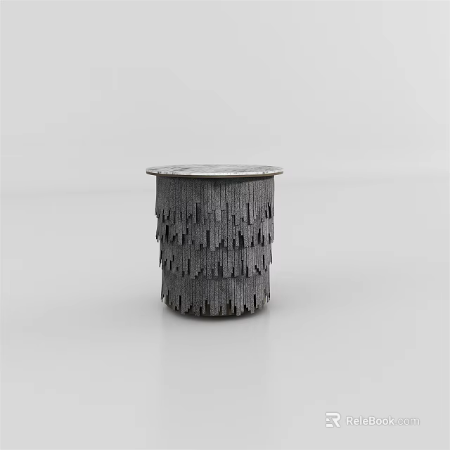 Gray Metallic Coffee Table With Layered Fringed Textured Design For Modern Interior Spaces 3d model