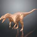 Golden Dinosaur Model Standing On Dark Background With Shiny Reflection 3d model