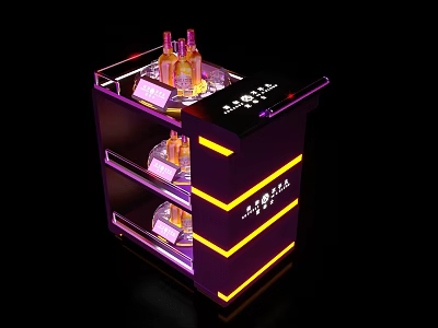 Multi Layer Illuminated Display Stand With Purple And Yellow Lighting For Bottles 3d model