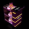 Multi Layer Illuminated Display Stand With Purple And Yellow Lighting For Bottles 3d model