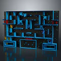 3D Maze Structure With Blue Frame Multiple Pathways And Colored Blocks