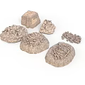 Wood and Stone Natural Textured Pieces With Various Shaped Blocks And Decorative Elements