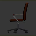 Modern Red Quilted Office Chair With Metal Arms And Wheeled Base