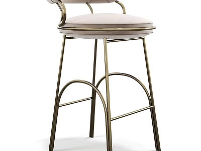 Modern Bar Stool With Gold Metal Frame Curved Design And Light Padded Seat 3d model