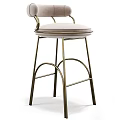 Modern Bar Stool With Gold Metal Frame Curved Design And Light Padded Seat