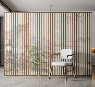 New Chinese-style screen background wall partition screen 3d model