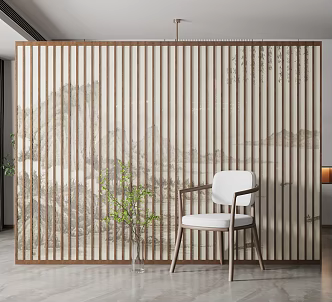 New Chinese-style screen background wall partition screen 3d model