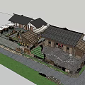 Traditional Chinese Ancient Village Architecture With Wooden Structure And Black Tile Roof