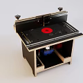 Industrial Equipment Workbench With Red Circular Component Control Panel And Sturdy Stand