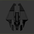 Futuristic Black Spacecraft Featuring Yellow Accents Orange Thrusters And Aerodynamic Wing Design