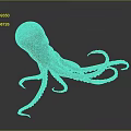 Realistic 3D Rendered Spotted Octopus With Curled Tentacles On Dark Background