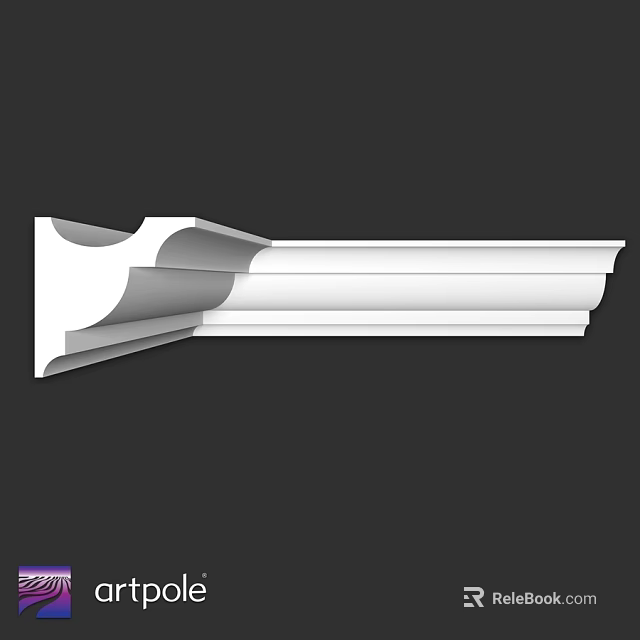 White Architectural Decorative Trim with Curved Edges and Layered Structure for Interior Design 3d model 