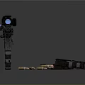 Modern Tactical Rifle With Scope Camouflage Design And Bullets On Reflective Surface 3d model