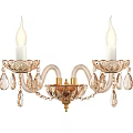 Elegant Crystal Chandelier With Candle Shaped Bulbs Gold Accents And Crystal Pendants