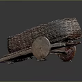 Wicker Hand Cart With Clay Pots And Cloth Inside Traditional Design