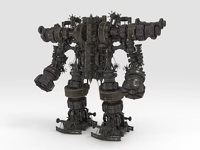 Intricate Industrial Mechanical Robot Structure With Gears Pipes And Metal Components 3d model