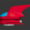 Red Streamlined Futuristic Vehicle 3D Model With Blue Transparent Part And White Wheels