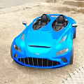 Blue Convertible Sports Car With Open Top Black Seats And Wheels