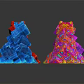 Colorful Geometric Decorative Ornament Set with Polyhedral Shiny Reflective Design