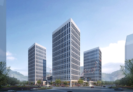 Modern Office Building Jinan Heyue Square 3d model