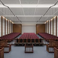 Courtroom Interior Design With Red Seats Wooden Judge Bench And Layout