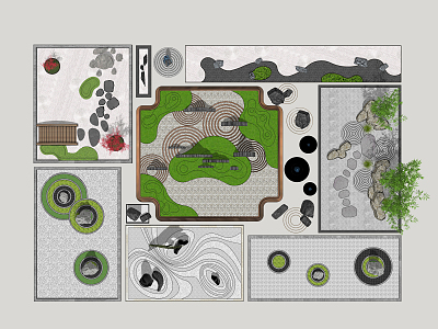 Landscape sketch dry landscape courtyard landscape model