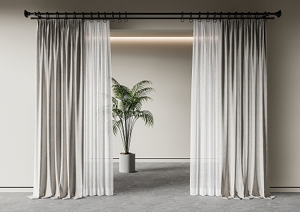 modern curtain fabric curtain gauze curtain fabric curtain 3d model