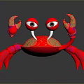 Red Crab Shaped Decorative Furniture Piece With Colorful Floral Patterns