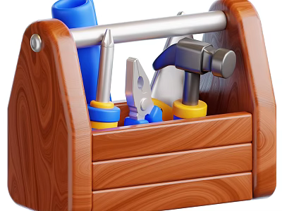 Modern Cartoon Toolbox Icon Screwdriver Hammer Pliers 3d model