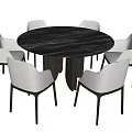Modern Dining Table Set With Round Top Light Gray Chairs And Black Legs 3d model