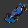 Blue Racing Car Featuring Aerodynamic Design Sporty Wheels And Rear Wing