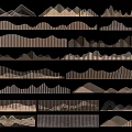 Modern Feature Wall With Various Geometric Patterns Layered Textures Gold And Black Metallic Finishes