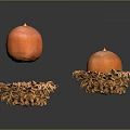 Two Fresh Orange Fruits On Brown Textured Bases Against Dark Background