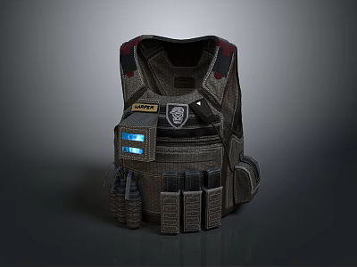 Tactical Vest With Multiple Pockets LED Lights And Durable Fabric Design 3d model