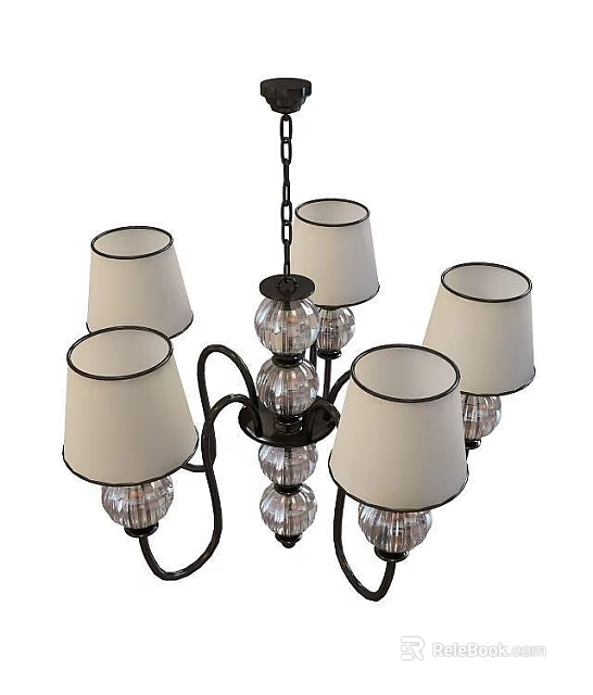 Contemporary Technology Exhibition Hall With Modern Glass Shade Chandelier And Crystal Elements 3d model 