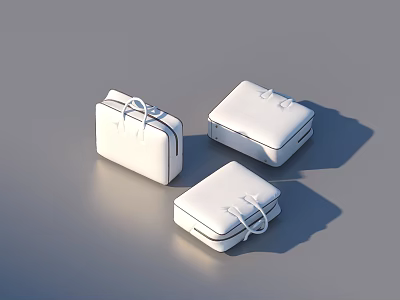 Practical White Storage Boxes With Handles For Home Living Supplies Organizing 3d model